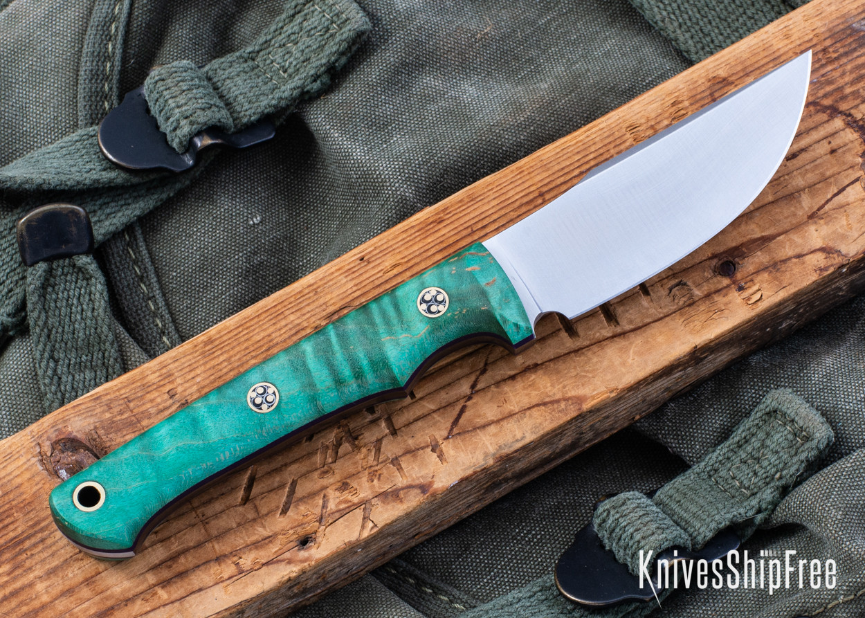 Lishen Knives: Little Lovecraft - Green Curly Pecan - Mosaic Pins