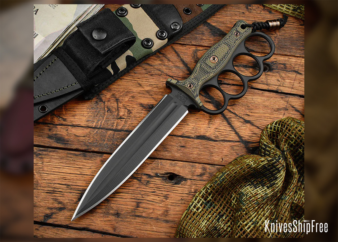 RMJ Tactical: Trench Raider - Dirty Olive G-10 - CPM-3V - Black