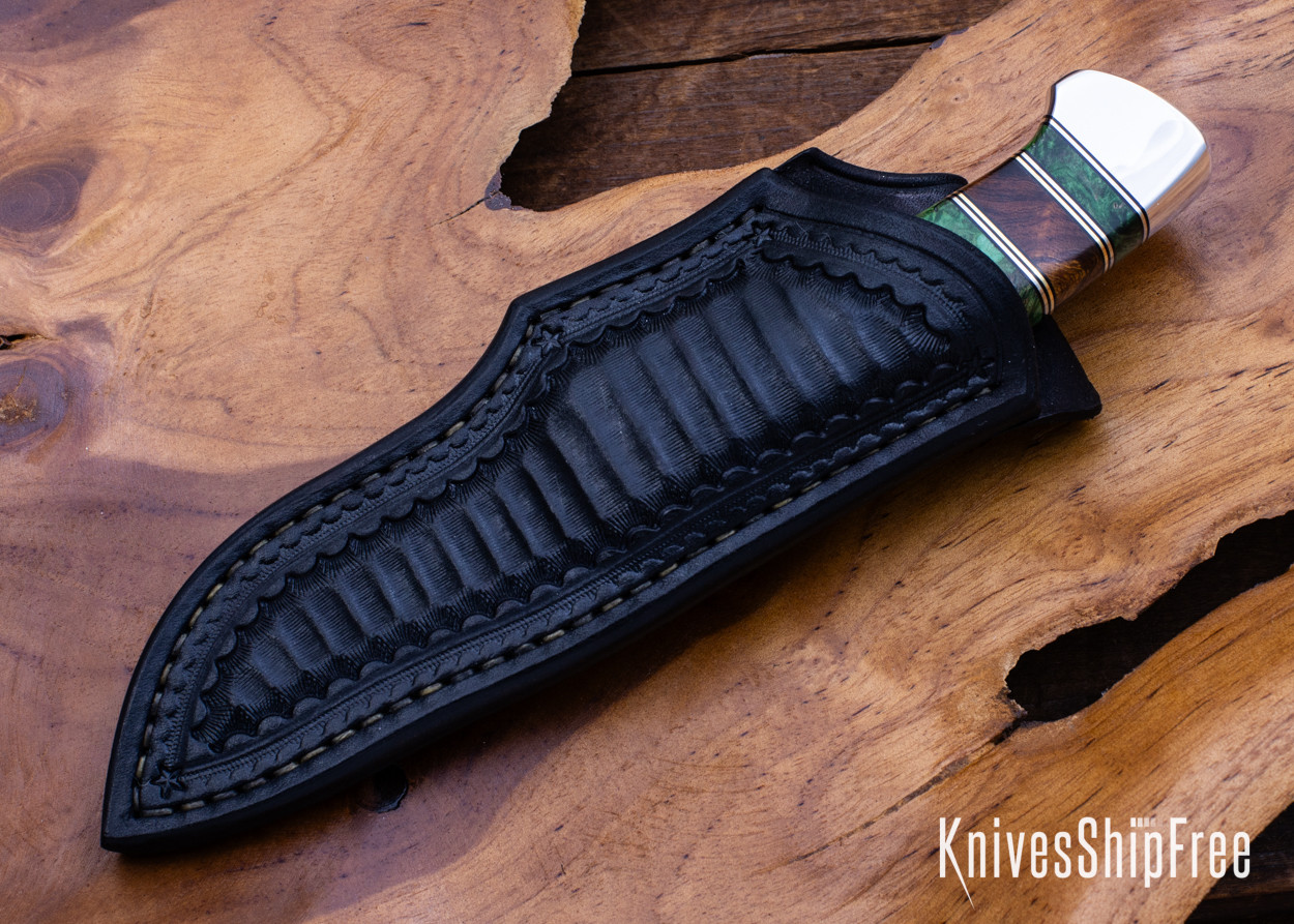 Alan Warren Custom Knives: #2650 Humpback Hunter - Dyed Box Elder