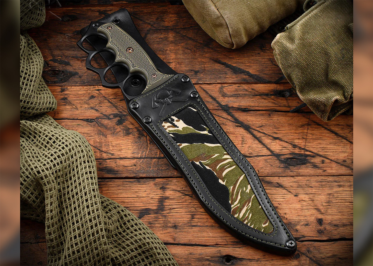 RMJ Tactical: Marauder - Trench Bowie - Dirty Olive G-10 - CPM-3V