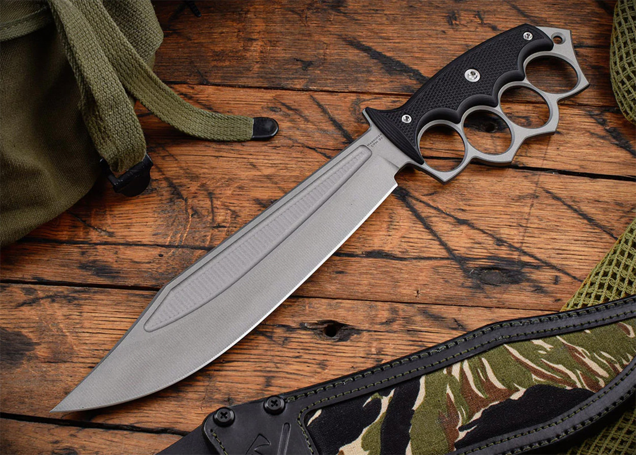 RMJ Tactical: Marauder - Trench Bowie - Black G-10 - CPM-3V