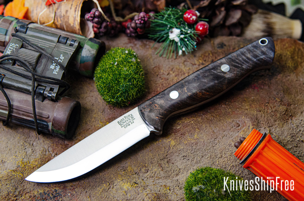  Peak - BARK バークリバー GUNNY SCANDI CPM-3V Bark River Knives: Gunny Scandi 3V - Black & Cherry Tigertail