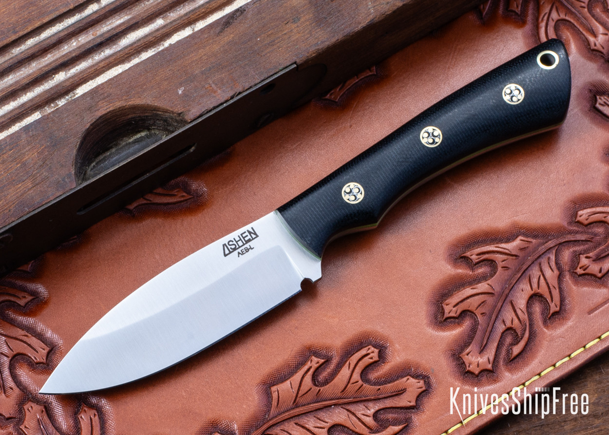 Lishen Knives: Little Canuck - Black Canvas Micarta - Mosaic Pins