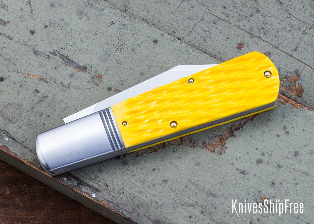 Jack Wolf Knives: Gateway Barlow - Yellow Jigged Bone - 14C28N