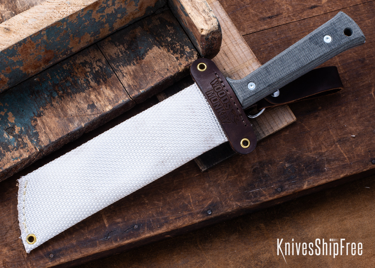 L.T. Wright Knives: Woods Monkey Half/Chete - Green Micarta