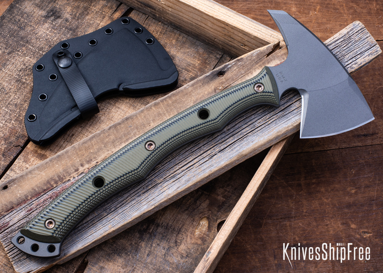 RMJ Tactical: Storm Crow - Dirty Olive G-10 - 80CrV2 - Tungsten