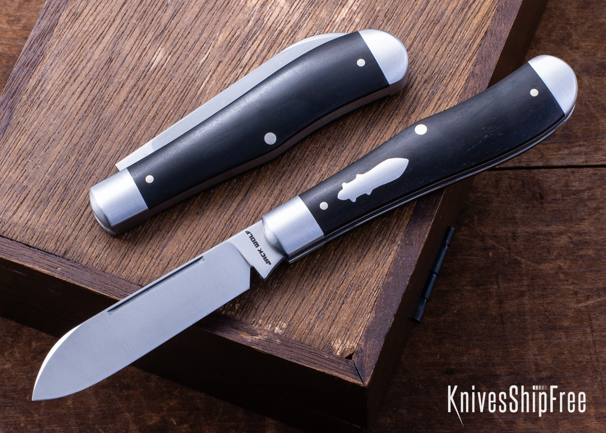 Jack Wolf Knives: Eureka - 14C28N - Ebony Wood