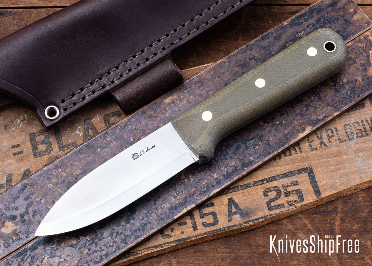 L.T. Wright Knives: Genesis - Green Micarta - Matte - Scandi Grind