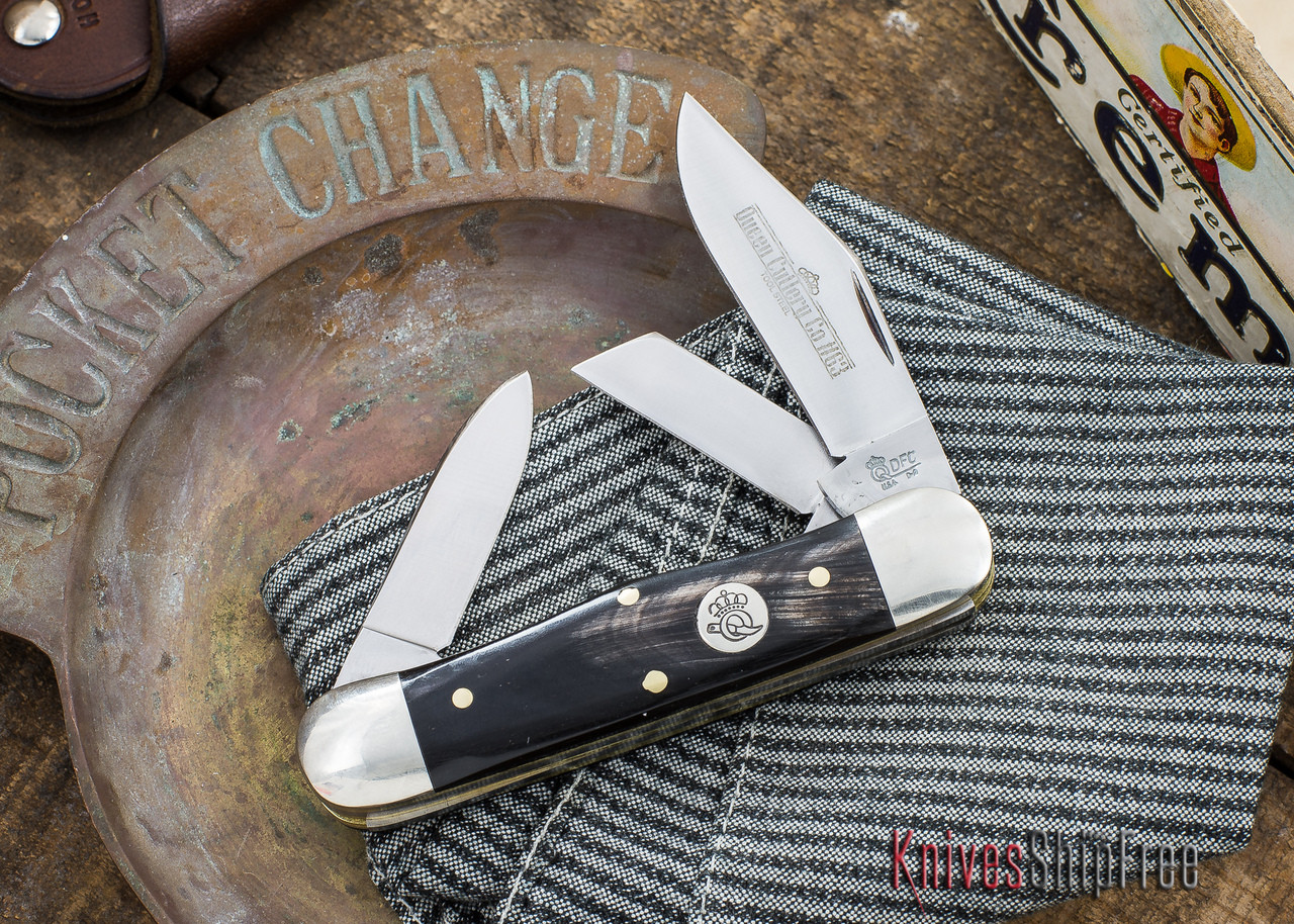 Queen Cutlery: #63 - Railsplitter - D2 Steel - Feathered Buffalo