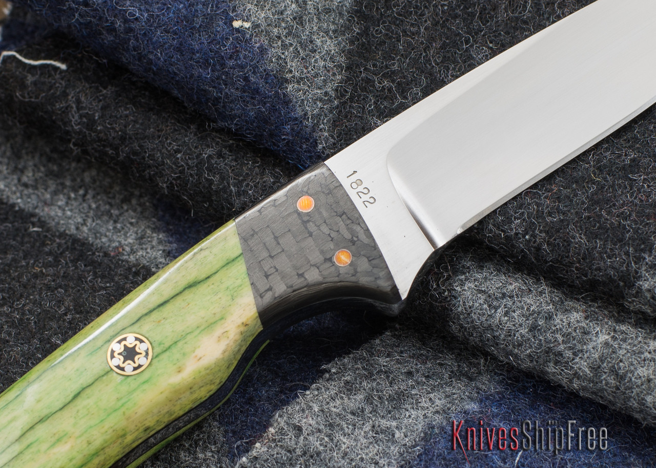 Alan Warren Knives: Custom Neck Knife - Dyed Camel Bone - Carbon