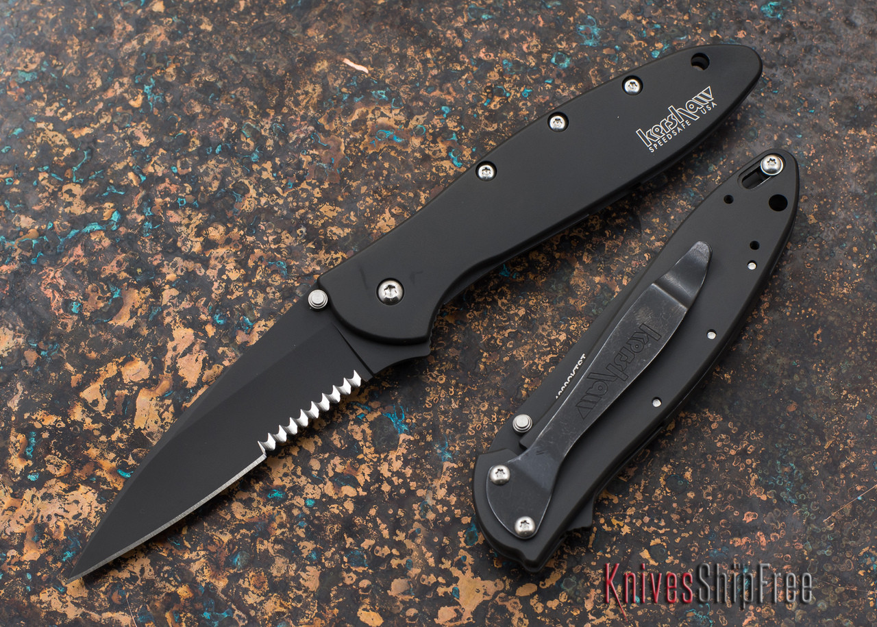 Kershaw Knives: Leek - Serrated Edge - Blackout Finish - Assisted