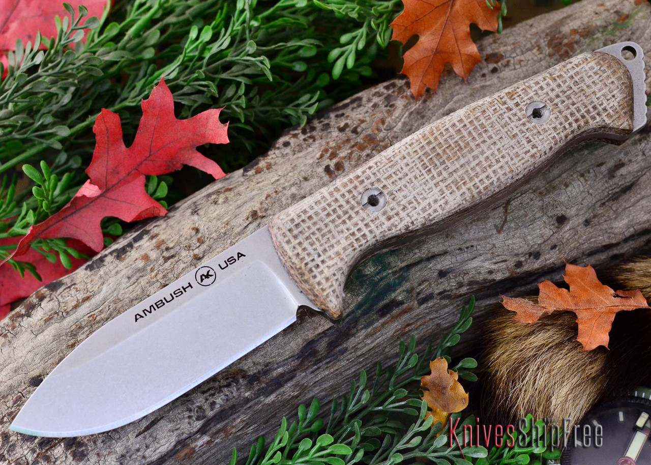 Ambush Knives Ambush Brute Stonewashed Finish Tan Burlap All Knives Ship Free A quick review of the alpha, made by ambush knives. ambush knives ambush brute stonewashed finish tan burlap