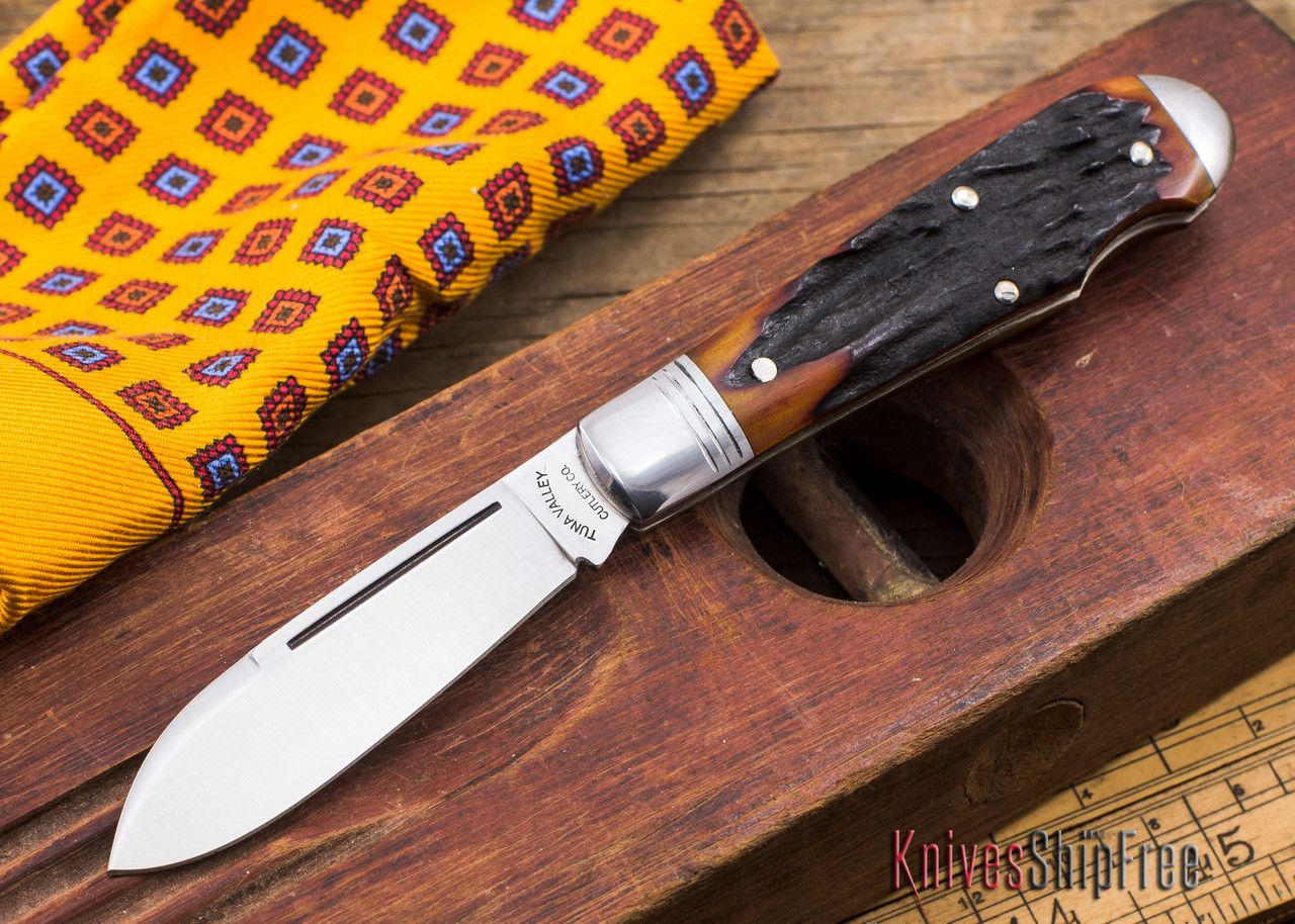 Tuna Valley Cutlery: Easy Open Tear Drop - Burnt Stag - 030809