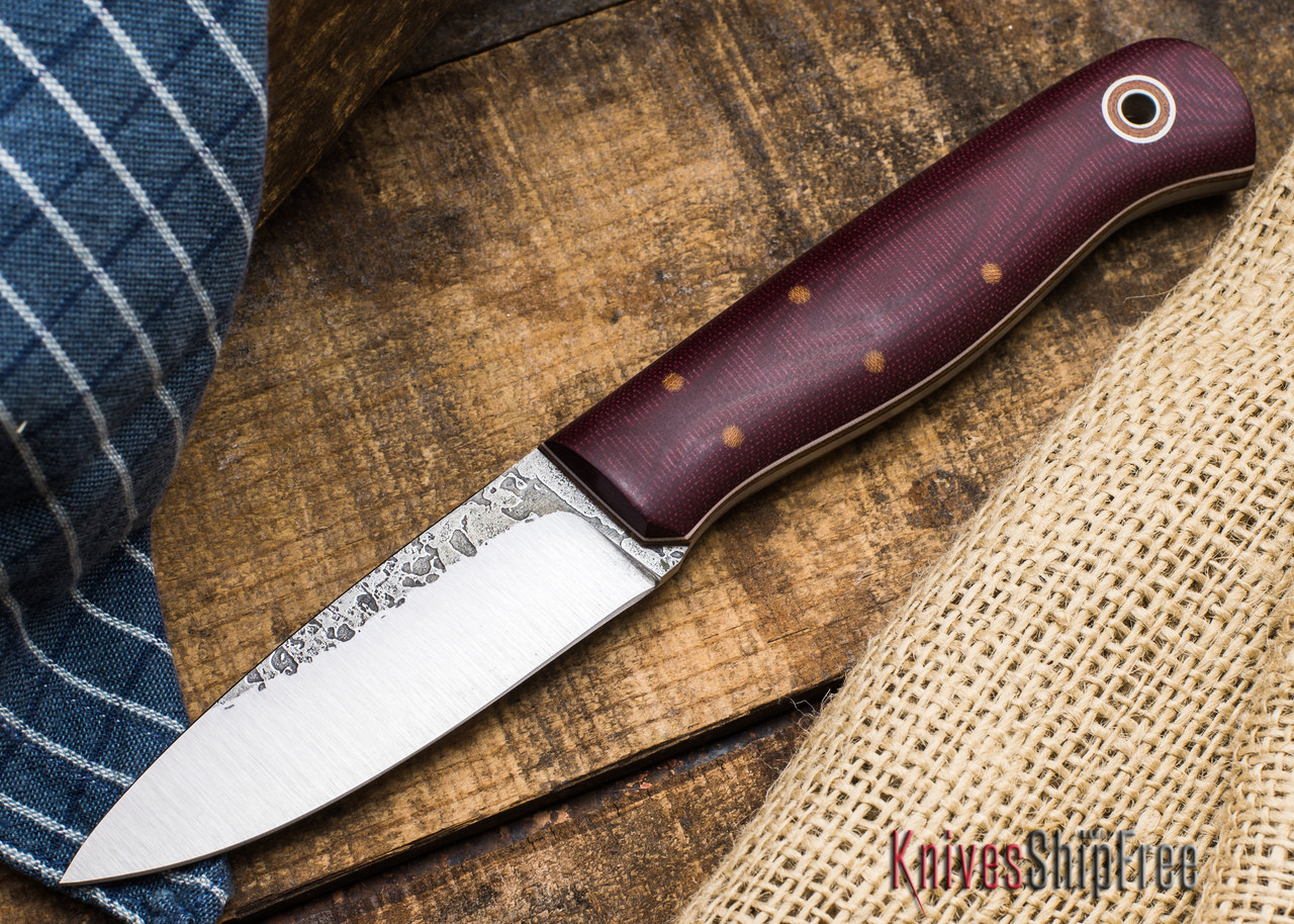 Buy Fiddleback Forge: KE Bushie - Maroon Linen Micarta