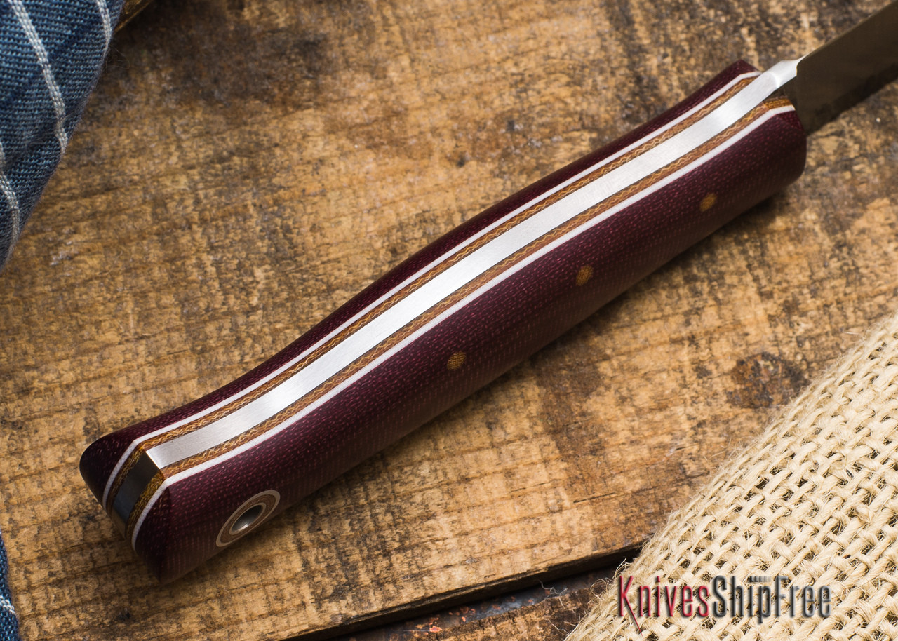 Buy Fiddleback Forge: KE Bushie - Maroon Linen Micarta