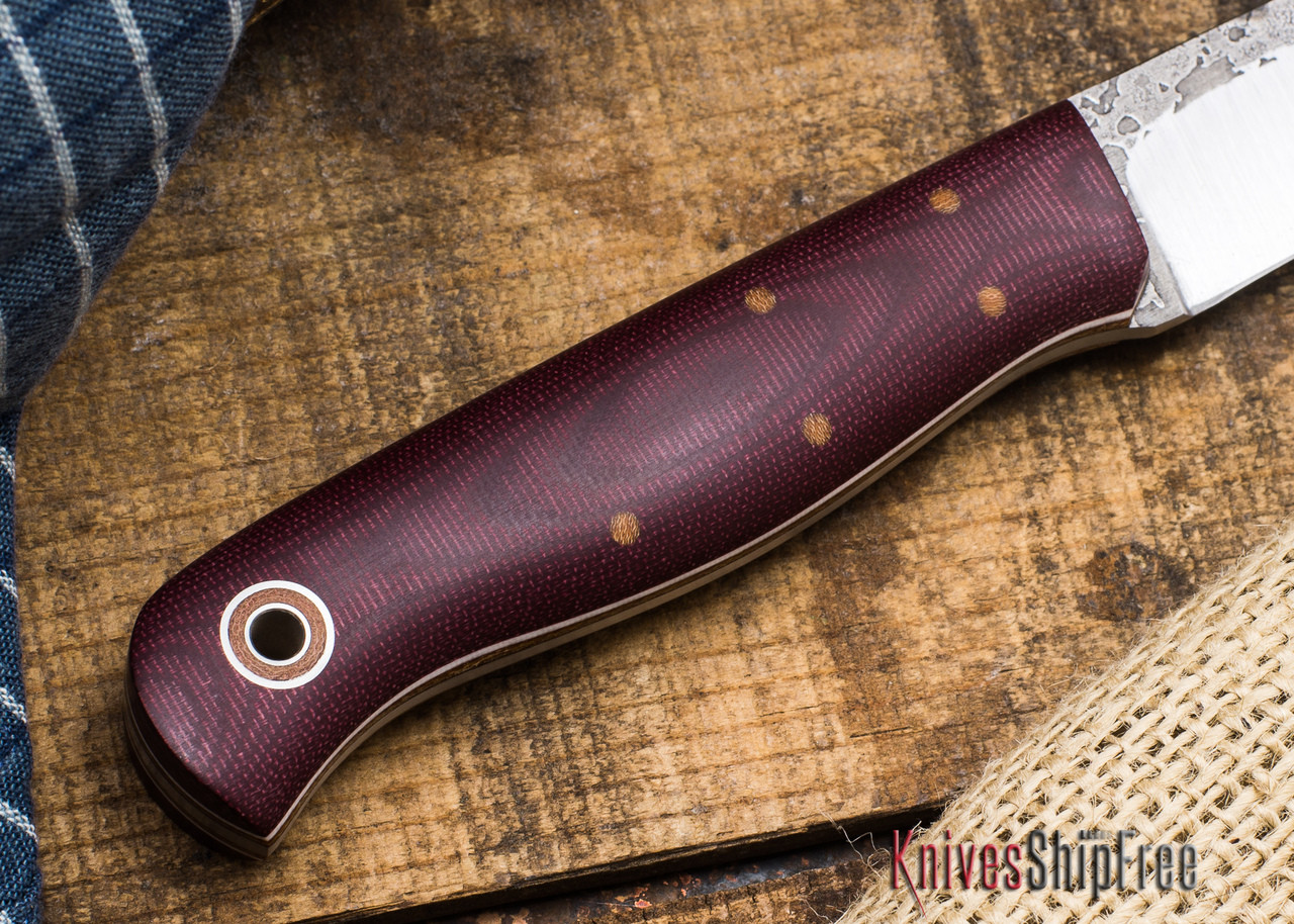 Buy Fiddleback Forge: KE Bushie - Maroon Linen Micarta