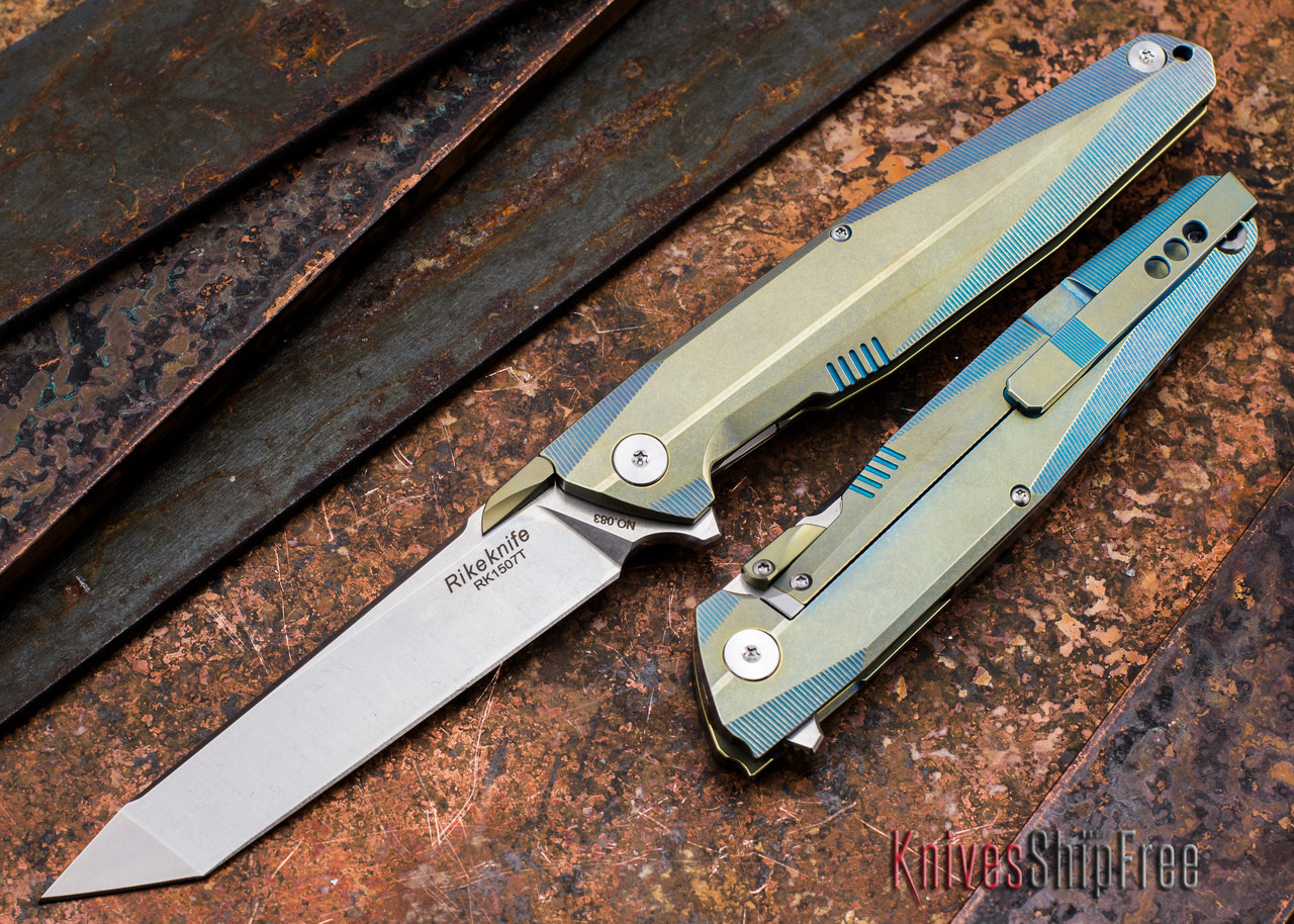 Rike Knives: 1507T - Kwaiken Tanto - Yellow / Green Titanium - CTS