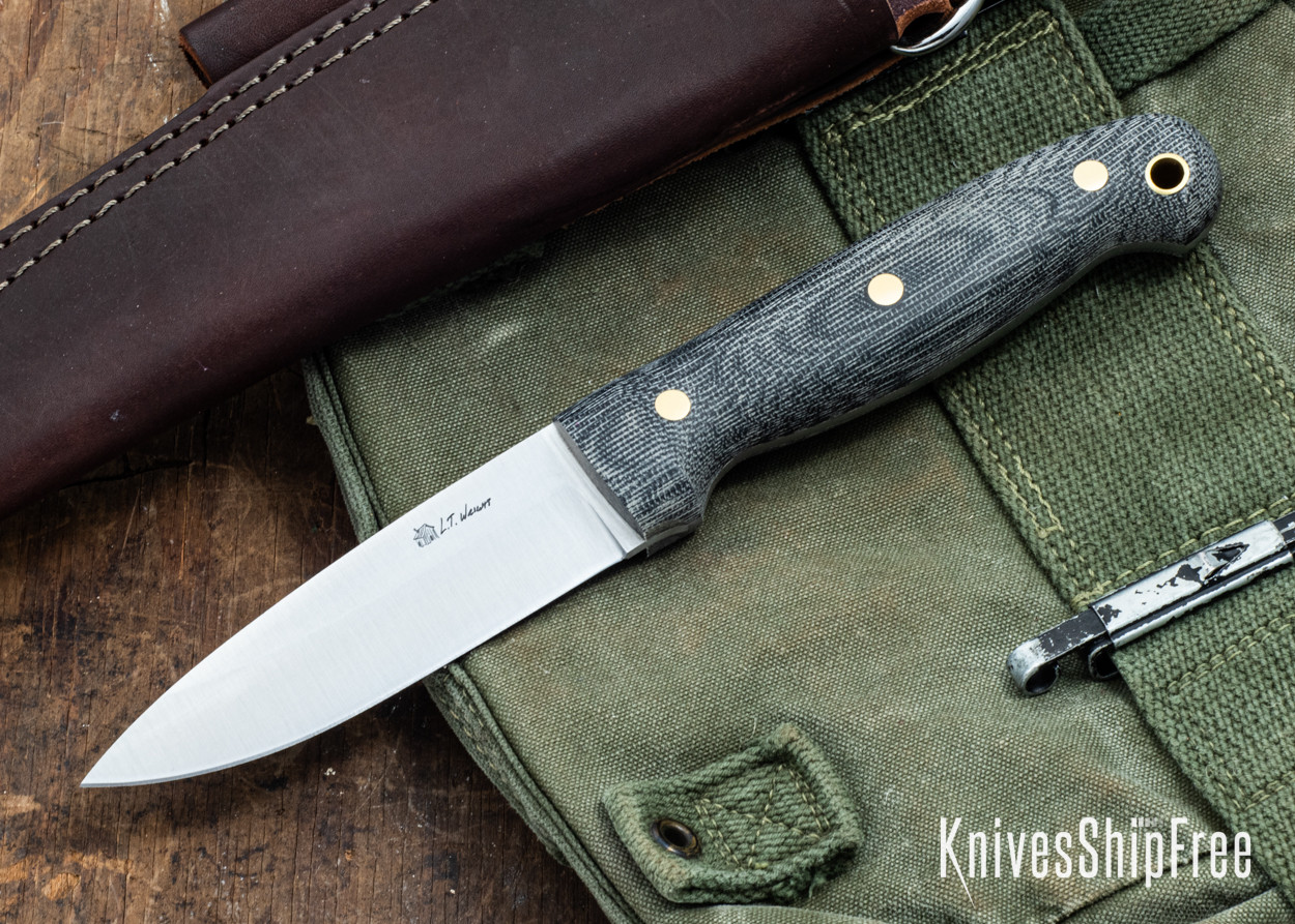 L.T. Wright Knives: GNS - Saber Grind - Black Canvas Micarta - Matte