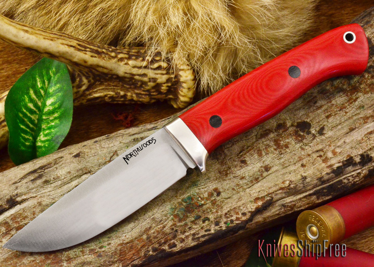 Northwoods Knives: Mackinaw - Red Linen Micarta - Black Phenolic Pins