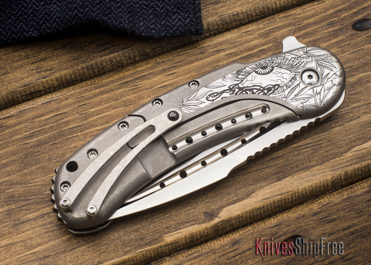 Todd Begg Knives: Custom Bodega - Dragon Lady Engraving - Grey
