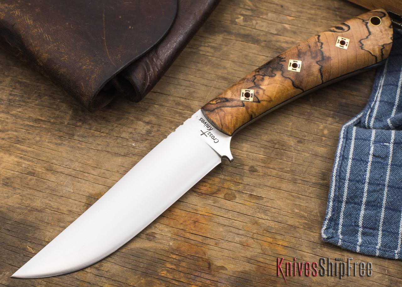 Cross Knives: All Around Hunter Knife - Stabilized Spalted Maple