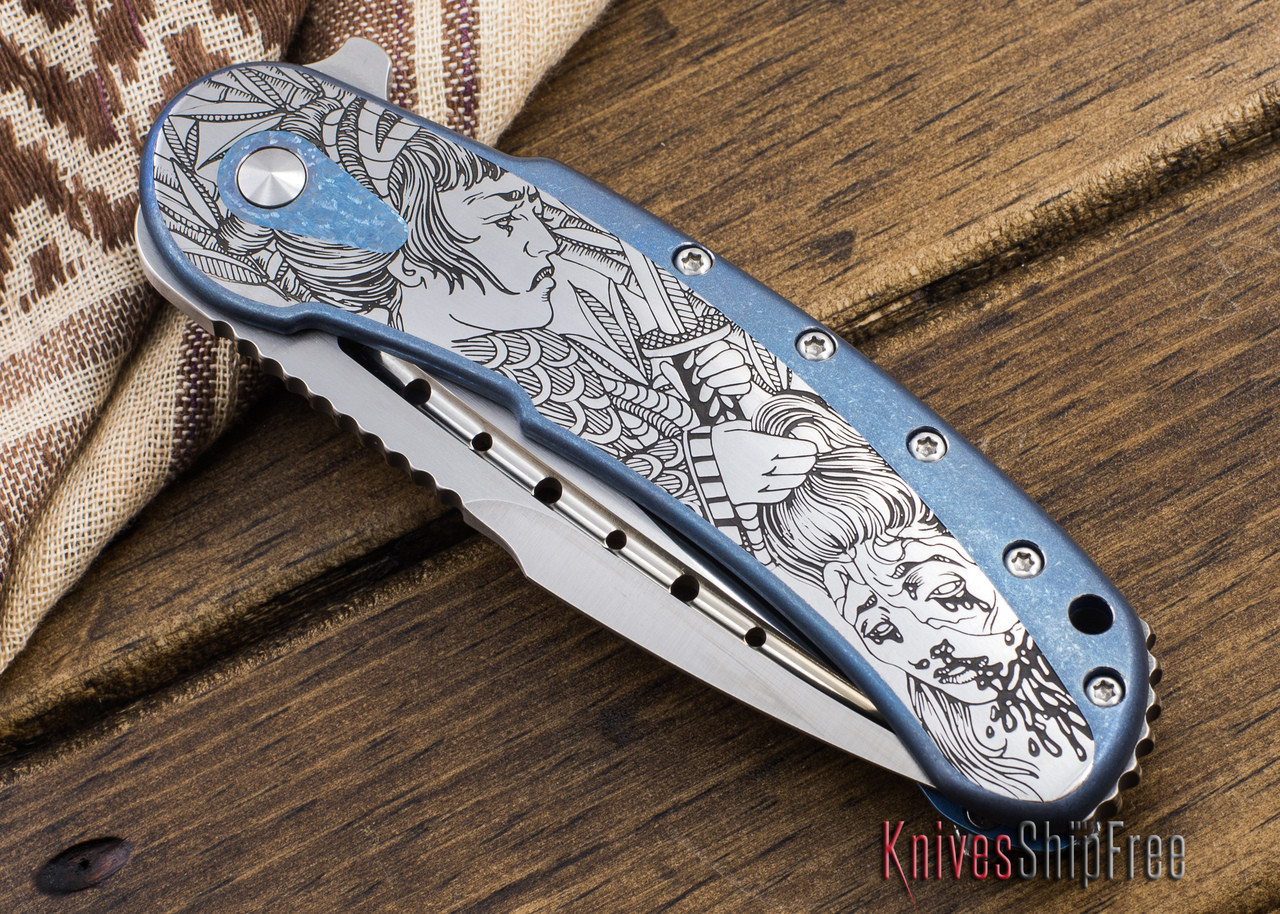 Todd Begg Knives: Custom Bodega - Lady Samurai Engraving - Tumbled