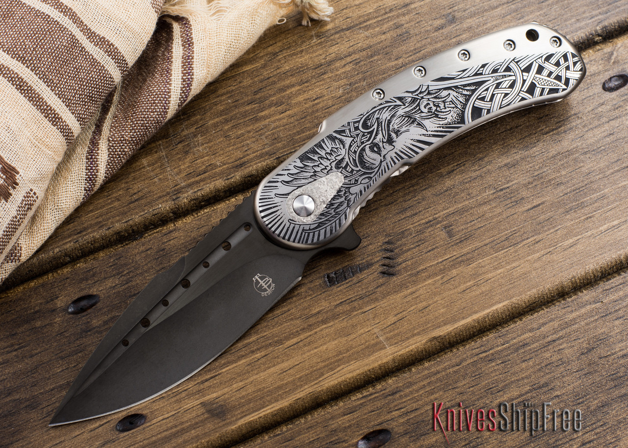 Todd Begg Knives: Custom Bodega - Norse Engraving - Satin Silver