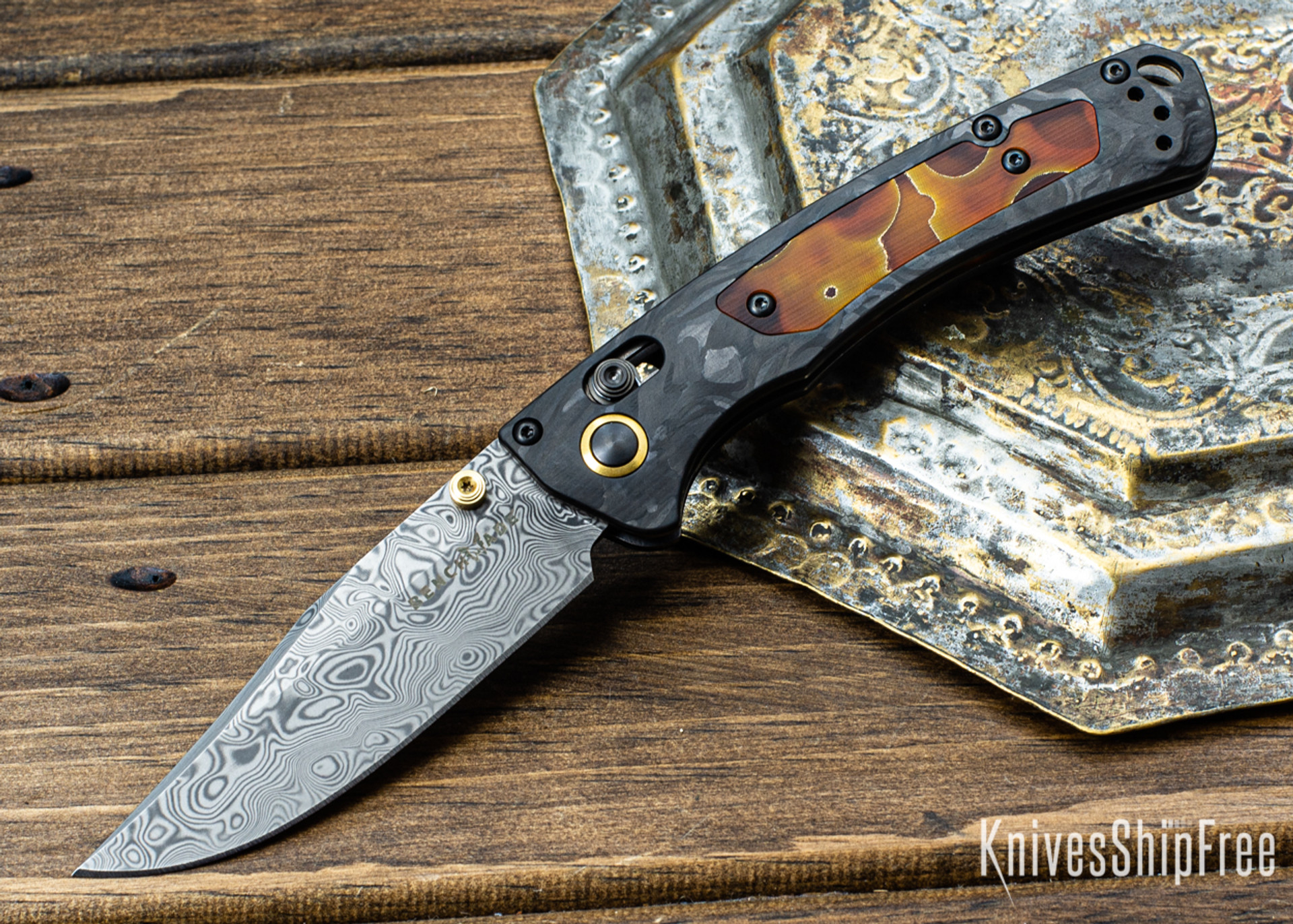 Benchmade Knives 15085201 Mini Crooked River Gold Class Marbled