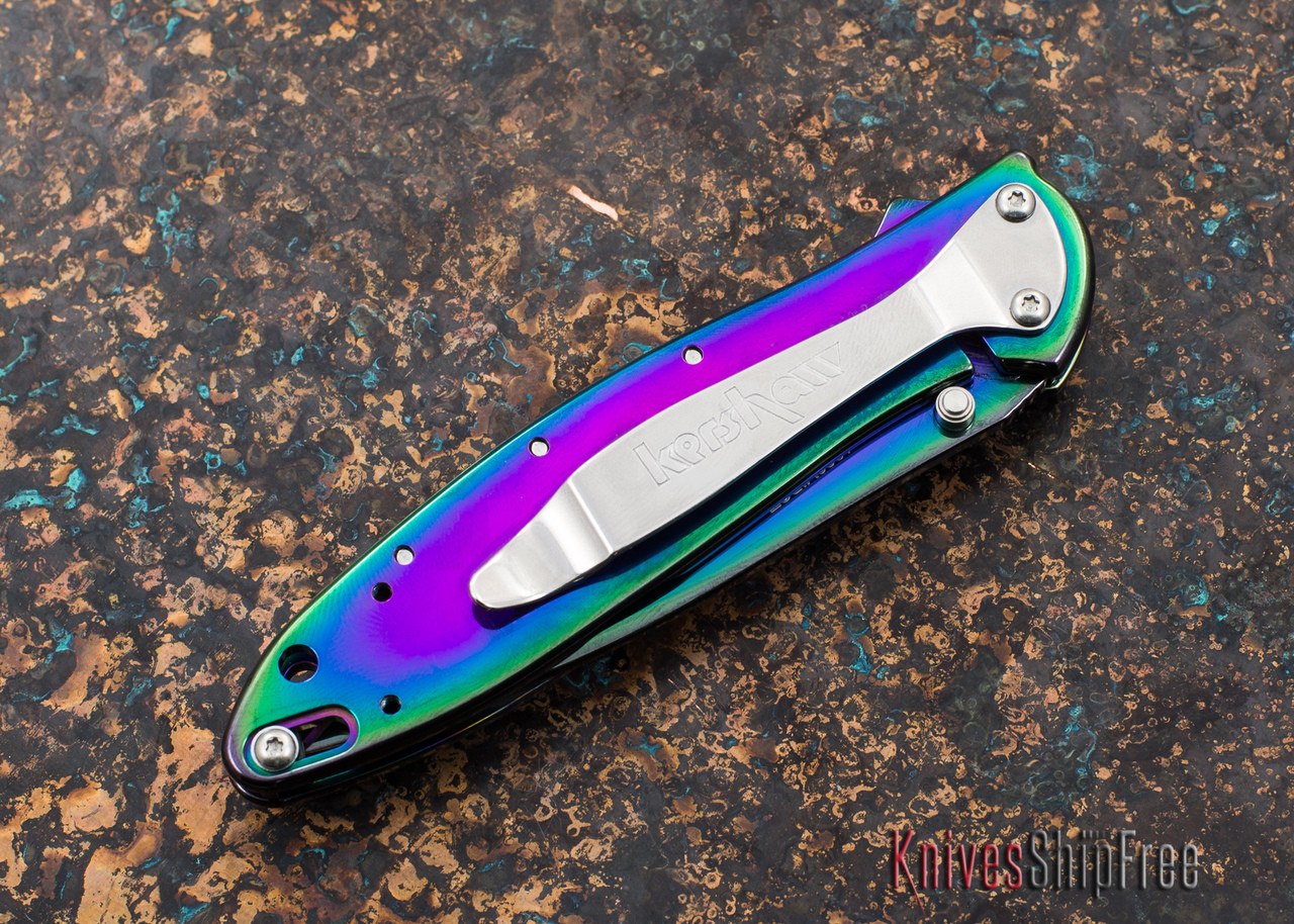 Kershaw Knives Leek Rainbow Handles Assisted Opening 1660VIB