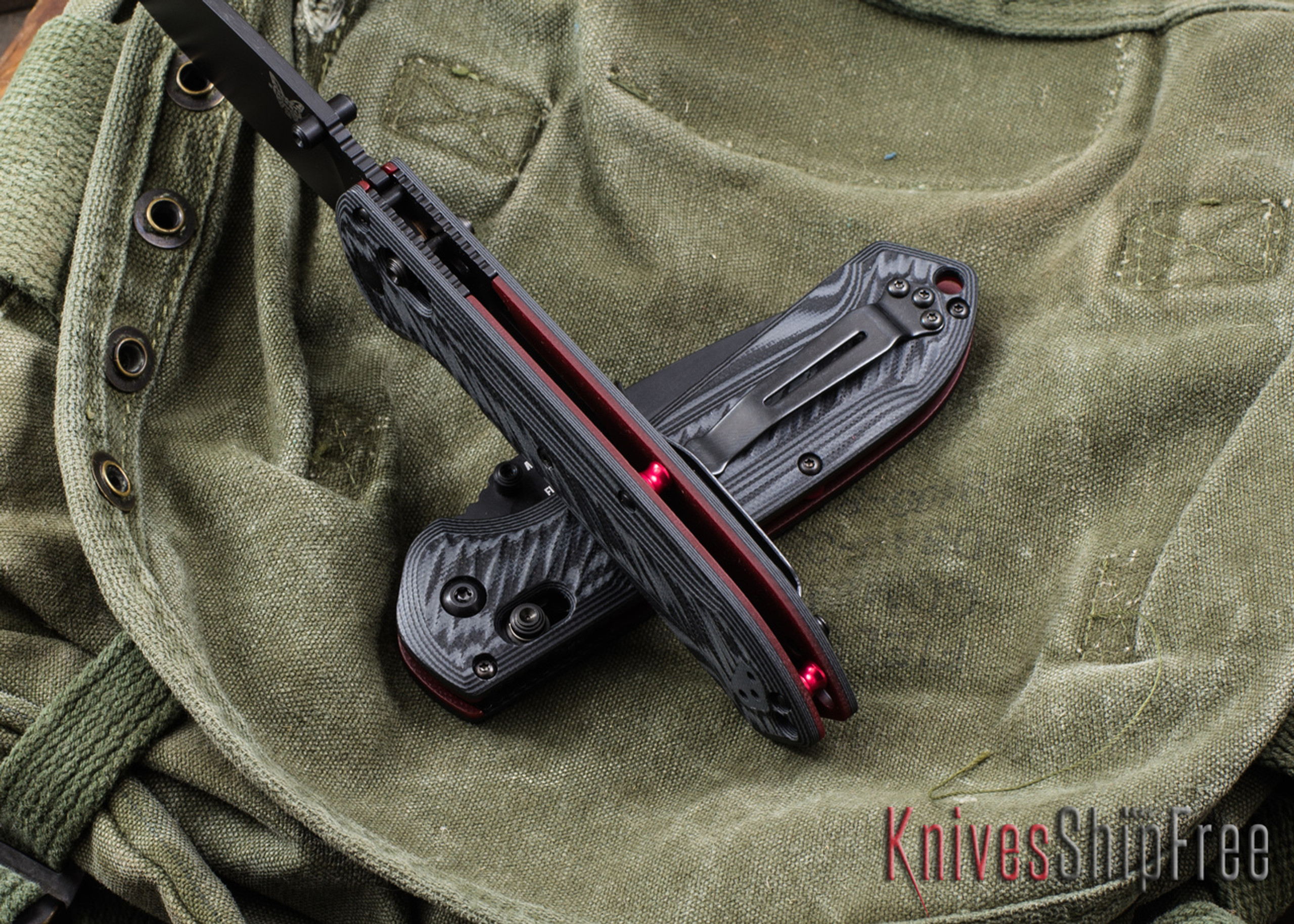 Benchmade Knives 560BK1 Freek Gray & Black G10 Red Liners