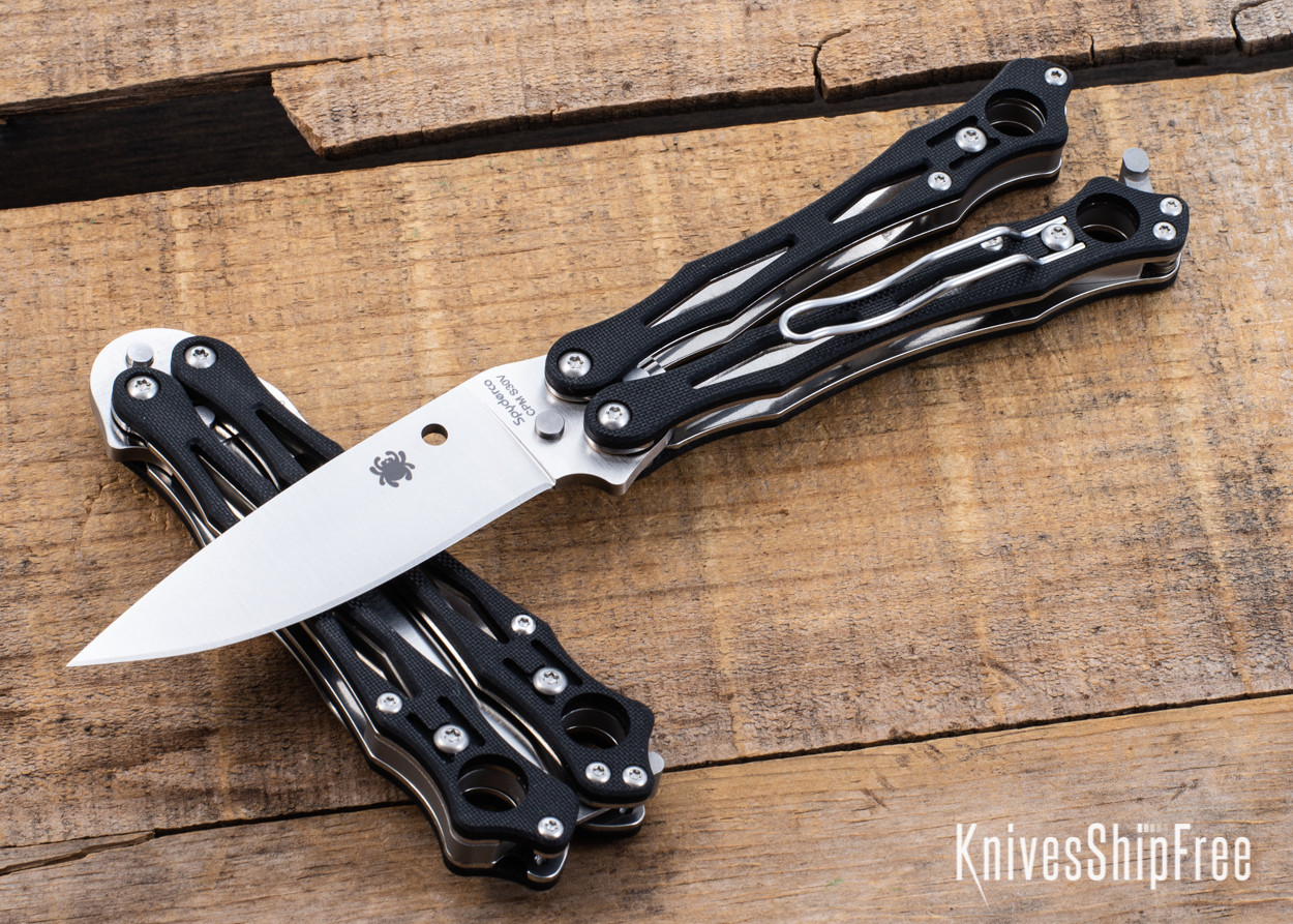 Spyderco SmallFly 2 Butterfly Knife Black G10 CPMS30V B02GP2