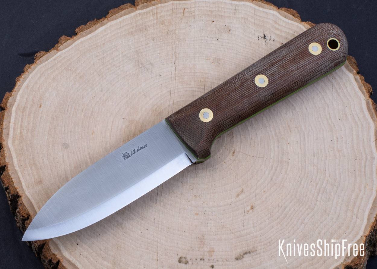 L.T. Wright Knives Genesis Scandi Grind 3V Steel Rustic Brown