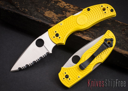 Spyderco: Native 5 Salt Lightweight - Yellow FRN - MagnaCut - Serrated - C41SYL5