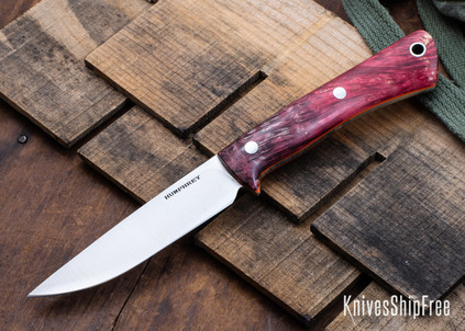 Lon Humphrey Knives: Tucson AEB-L - Red & Black Box Elder Burl - Orange Liners - LH30GG071