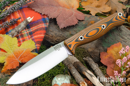 Bark River Knives: UP Gunny - Orange & Black Suretouch - Matte - Toxic Green Liners - Hollow Pins