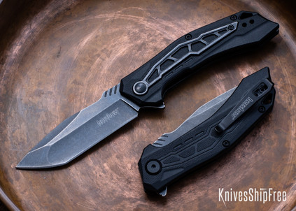 Kershaw Knives: Flatbed - Assisted Flipper - Textured Black Nylon - Steel Inlay - 8Cr13MoV - BlackWash - 1376