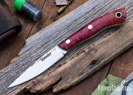 Lon Humphrey Knives: Bird & Trout - Forged AEB-L - Double Dyed Box Elder Burl - Yellow Liners - LH03EH087