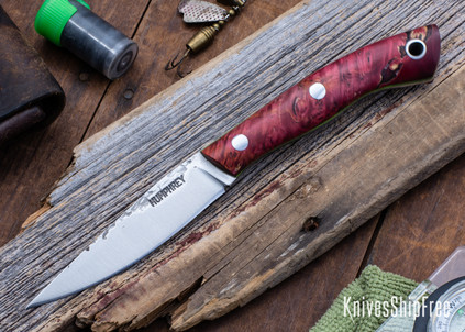 Lon Humphrey Knives: Bird & Trout - Forged AEB-L - Double Dyed Box Elder Burl - Green Liners - LH03EH117