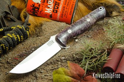 Bark River Knives: Gunny - CPM 3V - Purple Cyclone Maple Burl - Mosaic Pins