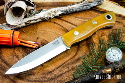 Bark River Knives: Aurora Scandi 3V - Lager G-10 - White Liners - Mosaic Pins
