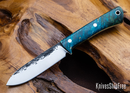 Lon Humphrey Knives: Gold Digger - Forged 52100 - Double Dyed Box Elder Burl - Yellow Liners - LH23IH087