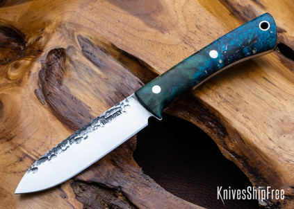 Lon Humphrey Knives: Gold Digger - Forged 52100 - Double Dyed Box Elder Burl - Black Liners - LH23IH114
