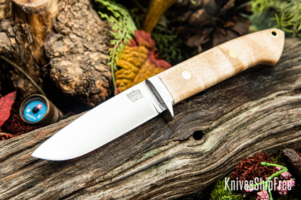 Bark River Knives: Bobcat Hunter - CPM 154 - Natural Curly Maple - Brass Pins #1