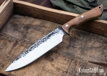 Lon Humphrey Knives: Ranger - Forged 52100 - Curly Koa - Green Liners - LH11KH121