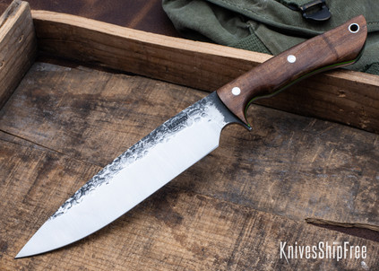 Lon Humphrey Knives: Ranger - Forged 52100 - Curly Koa - Green Liners - LH11KH122