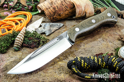 Bark River Knives: Cub - CPM 3V - Green Canvas Micarta