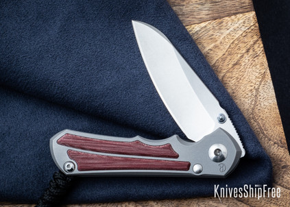 Chris Reeve Knives: Small Inkosi - Insingo Grind - Red Linen Micarta Inlay - Glass Blasted Titanium