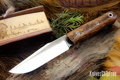 Bark River Knives: Ultralite Field Knife - CPM 3V - Desert Ironwood - White Liners - Mosaic Pins