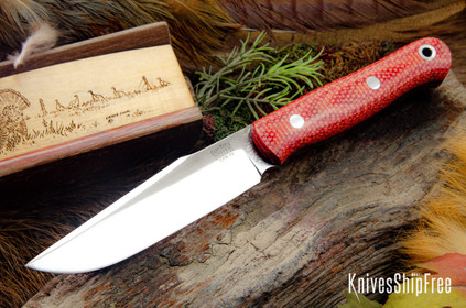 Bark River Knives: Ultralite Field Knife - CPM 3V - Firedog Canvas Micarta - Black Liners