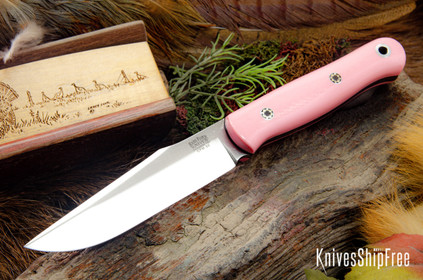 Bark River Knives: Ultralite Field Knife - CPM 3V - Pink G-10 - Purple Liner - Mosaic Pins